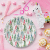 Wald, Roter grüner Pinienwald Urlaub Pappteller (Party)