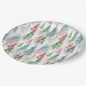 Wald, Roter grüner Pinienwald Urlaub Pappteller (Schrägansicht)