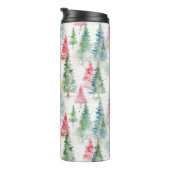 Wald, Roter grüner Pinienwald Urlaub Thermosbecher (Nach rechts gedreht)