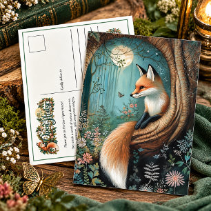 Wald Rotfuchs Vollmond Wald Open House Feiertagspostkarte