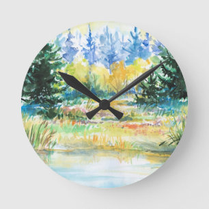 Wald Runde Wanduhr