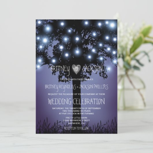 Wald Rustikaler Baum Hochzeitsfeiern Einladung (Stehend Vorderseite)