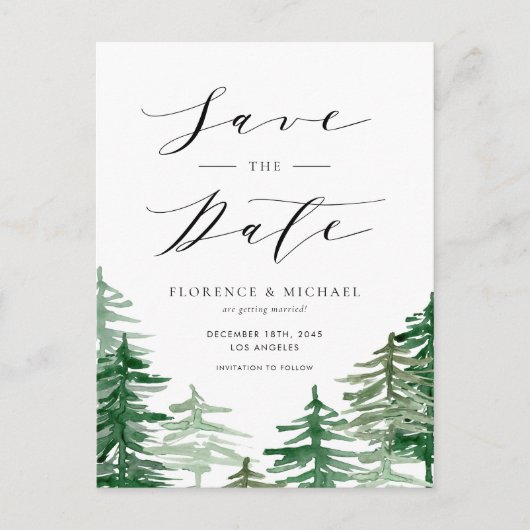 Wald Save the Date Ankündigungspostkarte (Vorderseite)