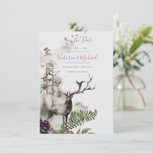 Wald Save the Date Dankeskarte (Stehend Vorderseite)