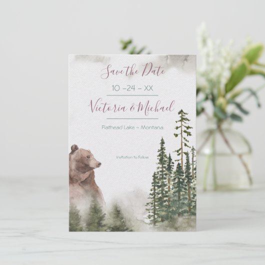 Wald Save the Date Dankeskarte (Stehend Vorderseite)