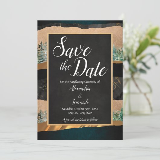 Wald Save the Date Einladung (Stehend Vorderseite)