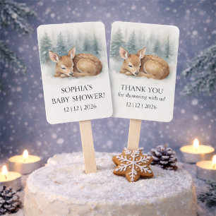 Wald schlafendes Baby Reh Winter Baby Shower Fächer