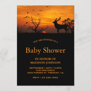Wald Sonnenuntergang Reh Baby Shower Einladung