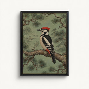 Wald Specht Kiefer Chinoiserie Poster