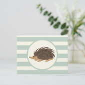 Wald-Stachelschwein, Igel; Hellgrün Postkarte (Stehend Vorderseite)
