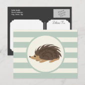 Wald-Stachelschwein, Igel; Hellgrün Postkarte (Vorne/Hinten)