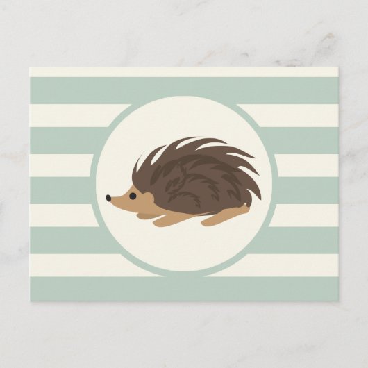 Wald-Stachelschwein, Igel; Hellgrün Postkarte (Vorderseite)