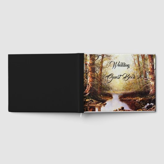 Wald Stream Mountains Hochzeitstorch Gästebuch (Voll)