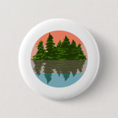 Wald Sunset Nature Pine Trees Button (Vorderseite)