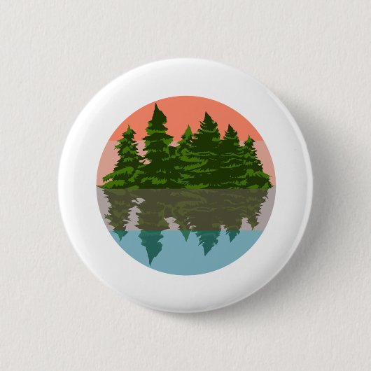 Wald Sunset Nature Pine Trees Button (Vorderseite)