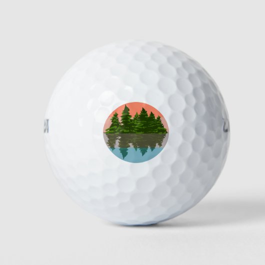 Wald Sunset Nature Pine Trees Golfball (Vorderseite)