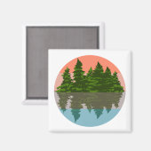 Wald Sunset Nature Pine Trees Magnet (Vorderseite/Rückseite)