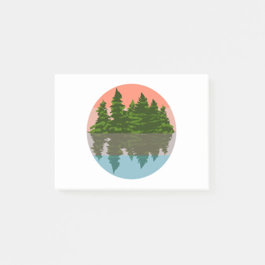 Wald Sunset Nature Pine Trees Post-it Klebezettel (Vorderseite)