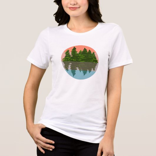 Wald Sunset Nature Pine Trees Tri-Blend Shirt (Vorderseite)
