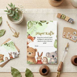 Wald Süße Tiere Windel Tombola Babyparty Begleitkarte