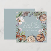 Wald Süße Waldtiere Blau Babyparty Dankeskarte (Vorne/Hinten)