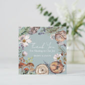 Wald Süße Waldtiere Blau Babyparty Dankeskarte (Stehend Vorderseite)