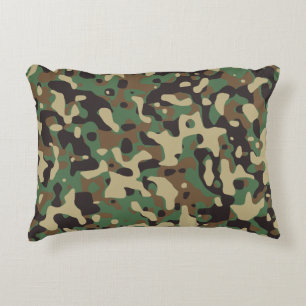 Wald-Tan-Braun-Grün-Grau-Tarnung-Camouflage Zierkissen