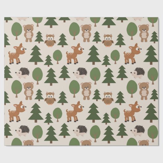 Wald-Tier-Hirschbärenwappenpapier Geschenkpapier (Flach)