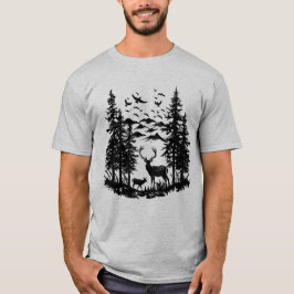 Wald Tier Wildlife Mountains Naturbäume Hirsch T-Shirt