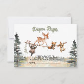 Wald-Tiere-Wäscheleine-Windeln Einladung (Vorderseite)