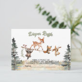 Wald-Tiere-Wäscheleine-Windeln Einladung (Stehend Vorderseite)
