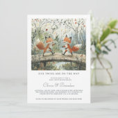 Wald Twins Kinderdusche Einladung (Stehend Vorderseite)