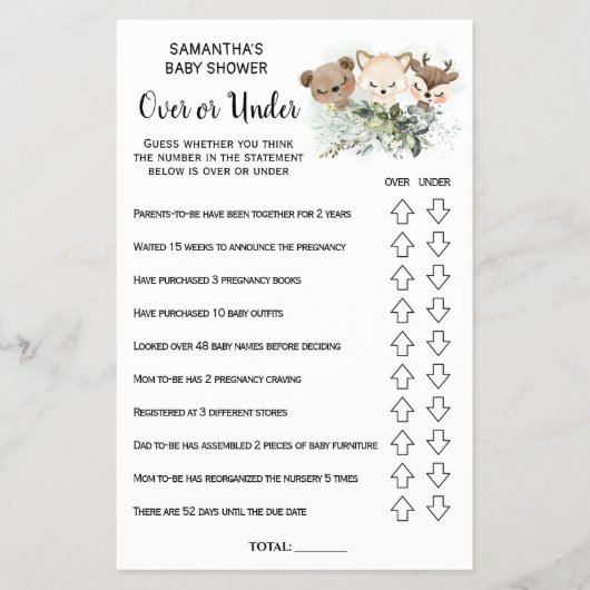 Wald Über oder unter Baby Shower zweisprachige Kar Flyer (Vorne)