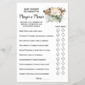 Wald Über oder unter Baby Shower zweisprachige Kar Flyer (Hinten)