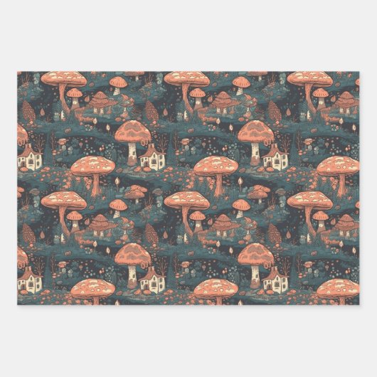 Wald-Umschlagpapier für Pilze Geschenkpapier Set (Vorderseite 2)