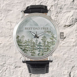 Wald und Berge Bester Vater je Vatertag Armbanduhr