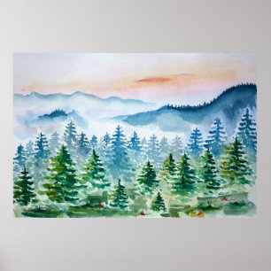 Wald und Gebirge Poster