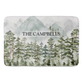 Wald und Gebirgslandschaft Wasserfarbe Badematte (Vorderseite)