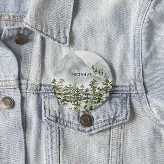 Wald und Gebirgslandschaft Wasserfarbe Button (Beispiel)