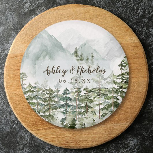 Wald und Gebirgslandschaft Wasserfarbe Magnet