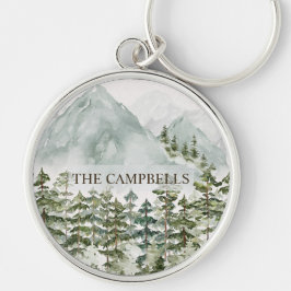 Wald und Gebirgslandschaft Wasserfarbe Schlüsselanhänger
