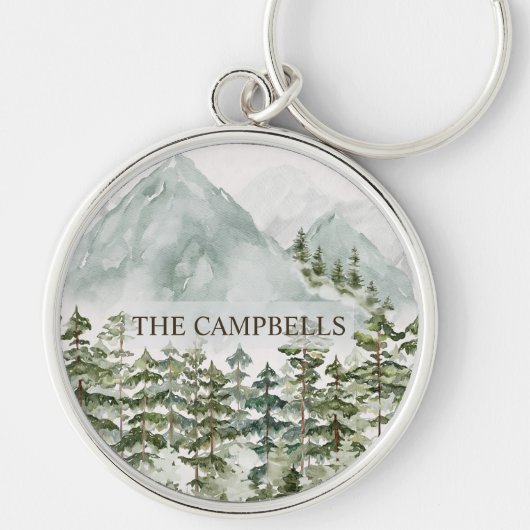 Wald und Gebirgslandschaft Wasserfarbe Schlüsselanhänger (Vorne)