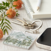 Wald und Gebirgslandschaft Wasserfarbe Schlüsselanhänger (Vorderseite rechts)