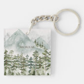Wald und Gebirgslandschaft Wasserfarbe Schlüsselanhänger (Rückseite)