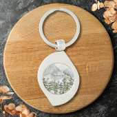 Wald und Gebirgslandschaft Wasserfarbe Schlüsselanhänger