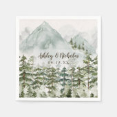 Wald und Gebirgslandschaft Wasserfarbe Serviette (Vorderseite)