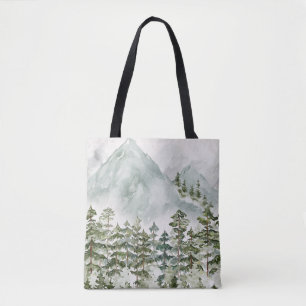 Wald und Gebirgslandschaft Wasserfarbe Tasche
