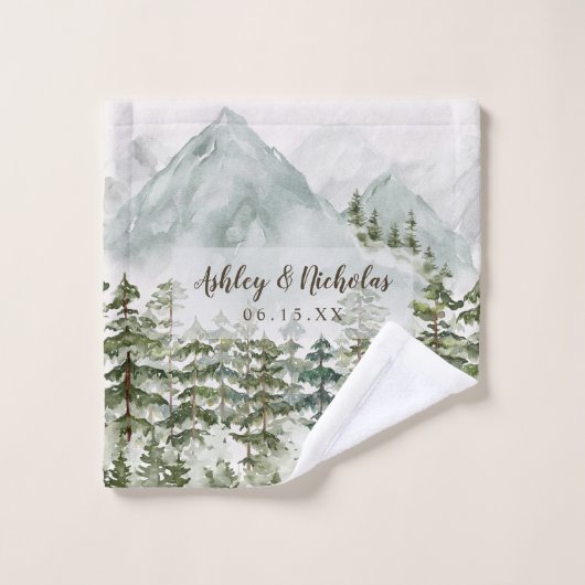 Wald und Gebirgslandschaft Wasserfarbe Waschlappen (Waschlappen)