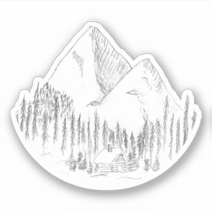 Wald- und Gebirgsskizze Aufkleber