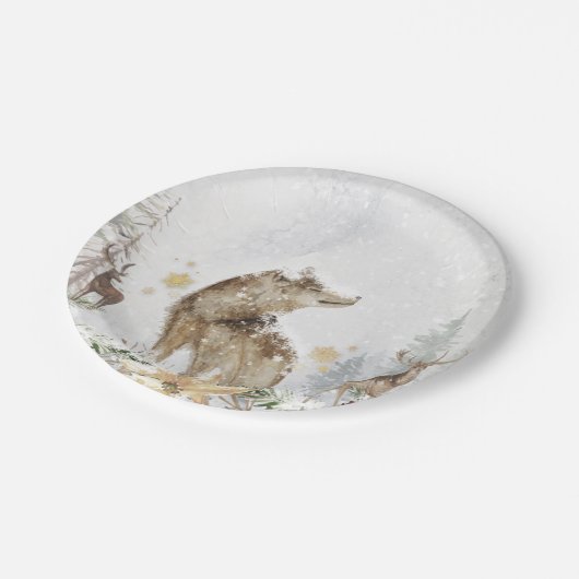 Wald- und Hirschwald Pappteller (Schrägansicht)